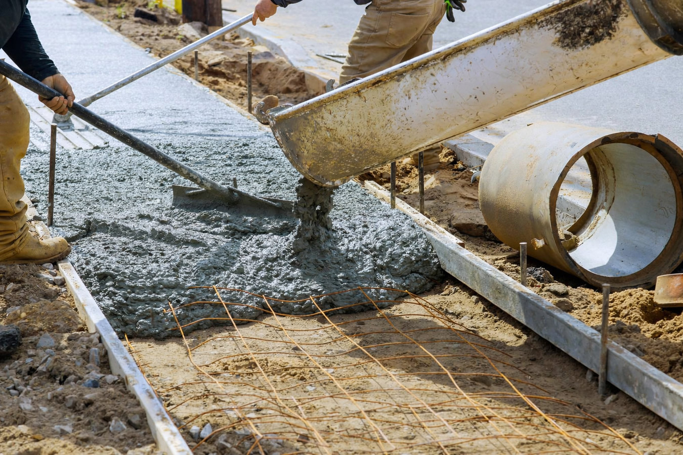 Concrete sidewalk building